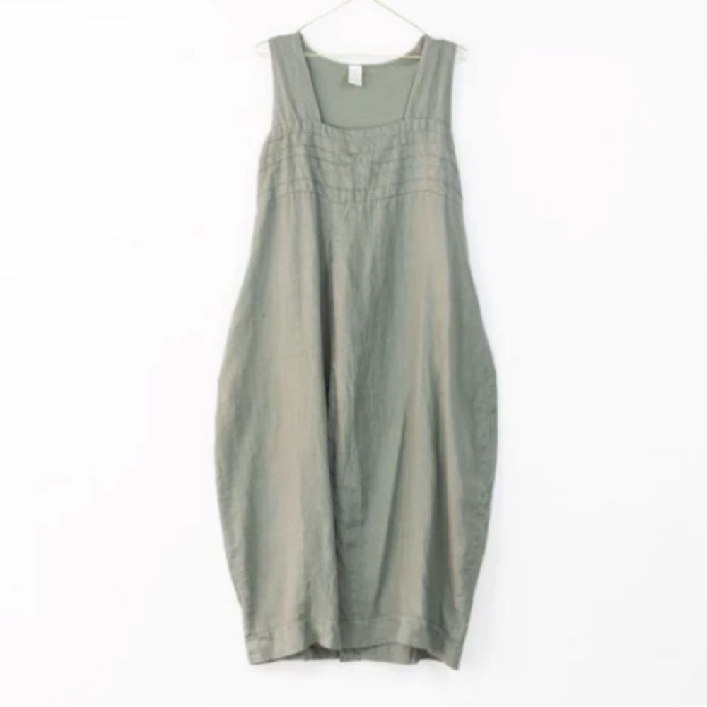 Women’s Montaigne Italian Linen Luca Forest Green Dress One Size Fits All